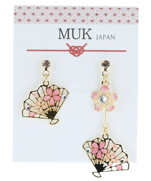 🌸櫻舞扇影・不對稱日式耳環