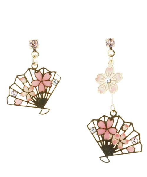 🌸櫻舞扇影・不對稱日式耳環