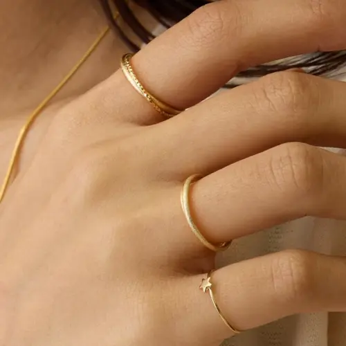 💍微光曲線｜K18鍍金防過敏戒指