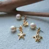 海風花語・日本製珍珠耳環｜K18鍍金 8mm 珍珠，316L親膚鋼針