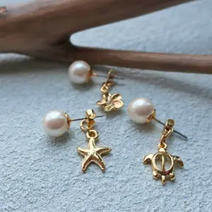 2 海風花語・日本製珍珠耳環|K18鍍金 8mm 珍珠,316L親膚鋼針