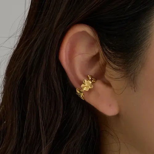 🌺花語耳舞｜K18鍍金療癒耳骨環