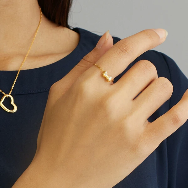 💖 柔光之飾｜K18GP心形／蝴蝶結戒指