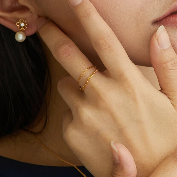 💫雙環之光｜日本製雙鏈戒指