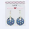 青紋葉語・日本製幾何耳環｜復古藍紋樹脂 x 通透玻璃，親膚鈦針
