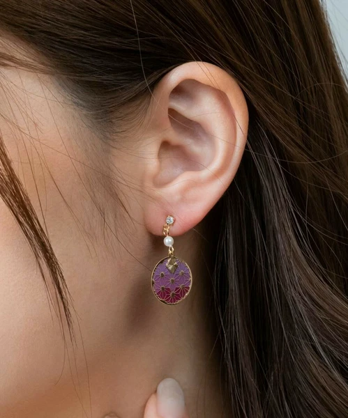 7.6 🌿青紋葉語・日系幾何耳環