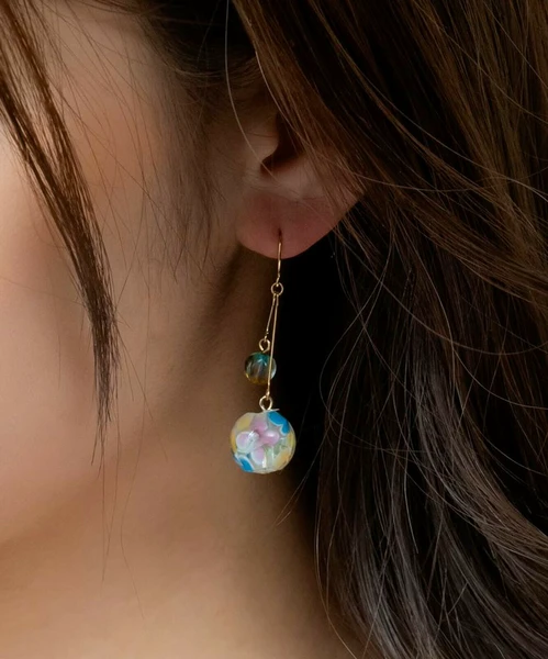 9.5 💠藍韻花語・日系雙珠耳環