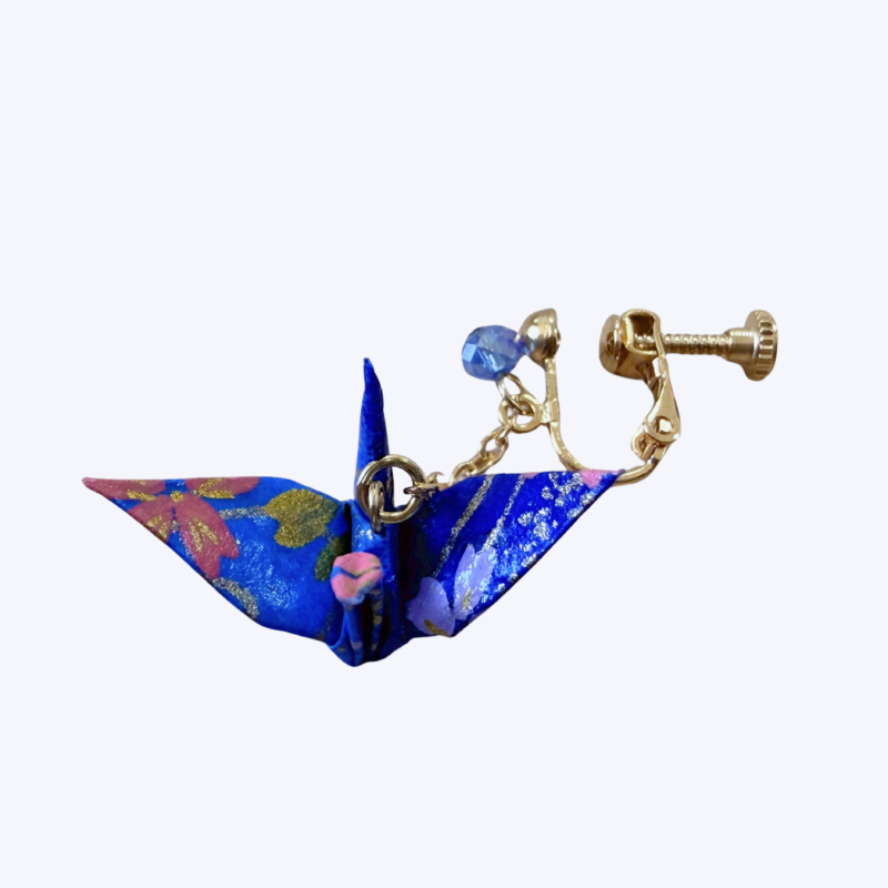 🕊️翔影和語・摺紙鶴夾式耳環