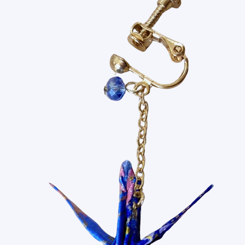 🕊️翔影和語・摺紙鶴夾式耳環