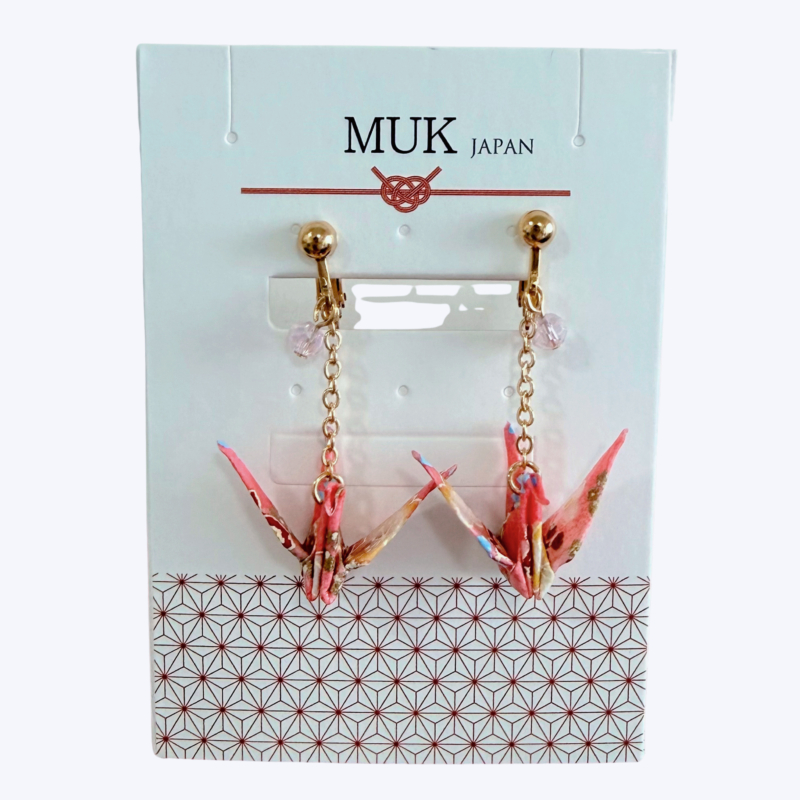 🕊️翔影和語・摺紙鶴夾式耳環