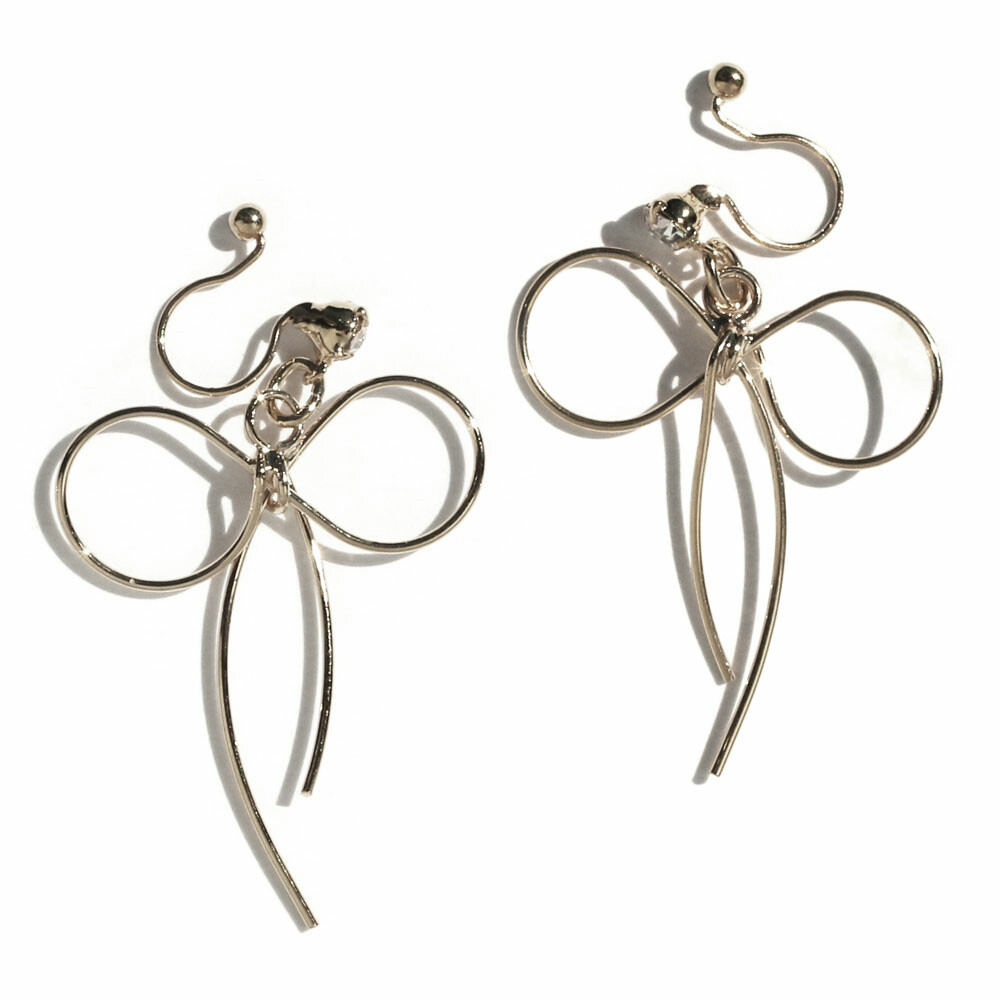 極簡線構蝴蝶結夾式耳環｜免耳洞-日本製造