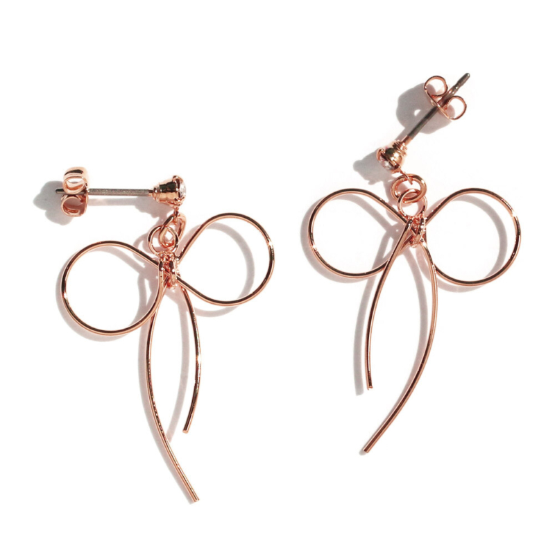 極簡線構蝴蝶結耳環｜日系流暢線條設計，親膚純鈦耳針、無鎳低負擔