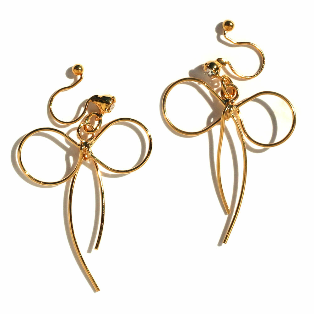 極簡線構蝴蝶結夾式耳環｜免耳洞-日本製造