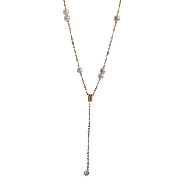 日本製-法式氣質-珍珠項鍊-K18鍍金