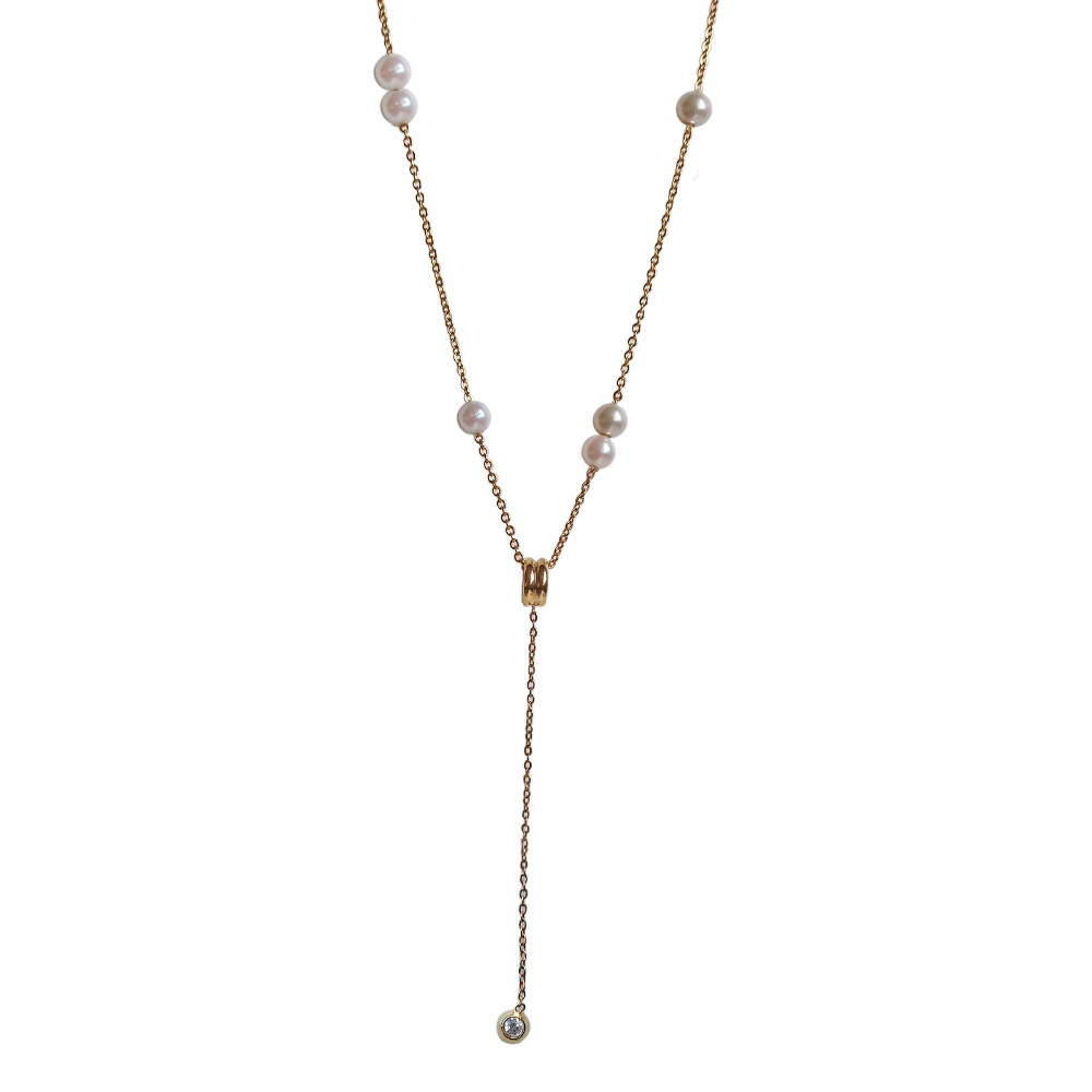 法式氣質-珍珠項鍊-K18鍍金 (保色持久/敏感肌專用)