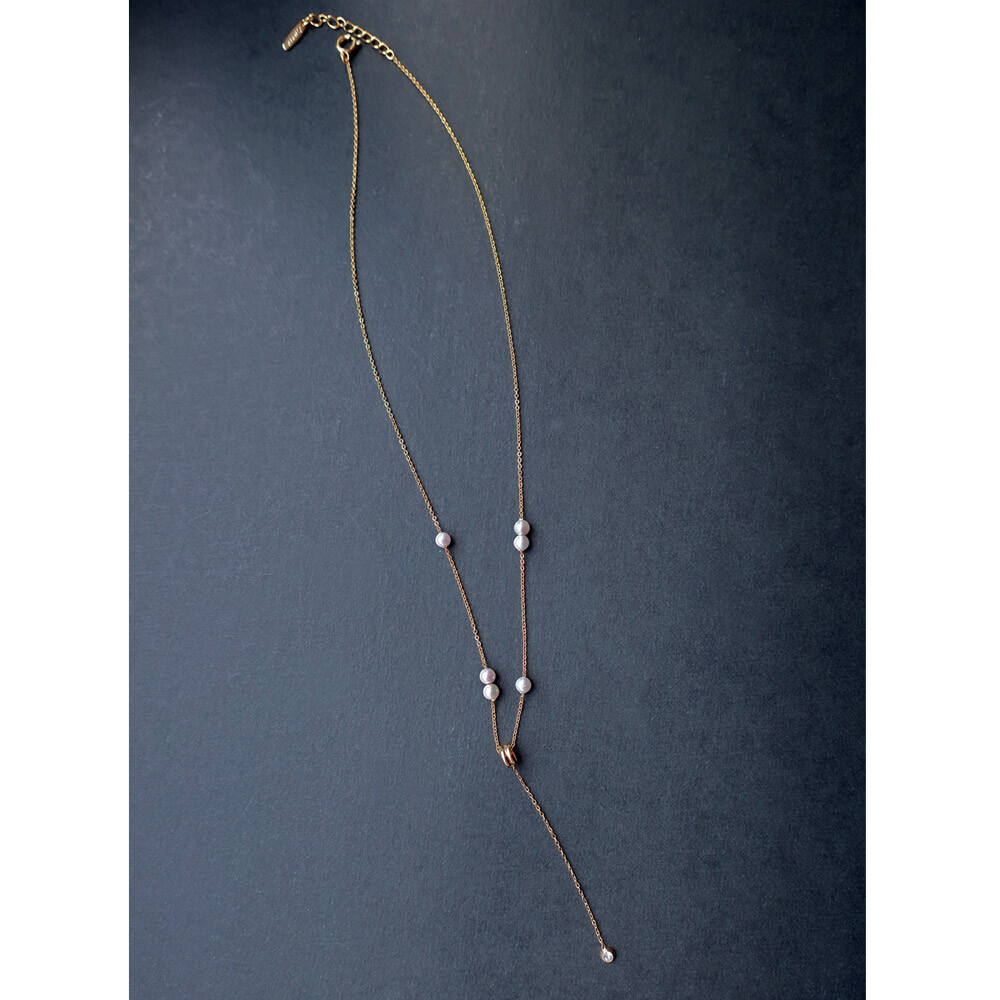 法式氣質-珍珠項鍊-K18鍍金 (保色持久/敏感肌專用)