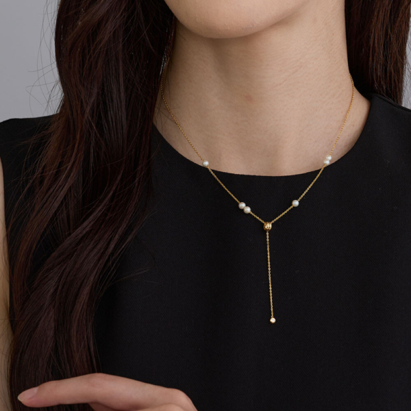 日本製-法式氣質-珍珠項鍊-K18鍍金