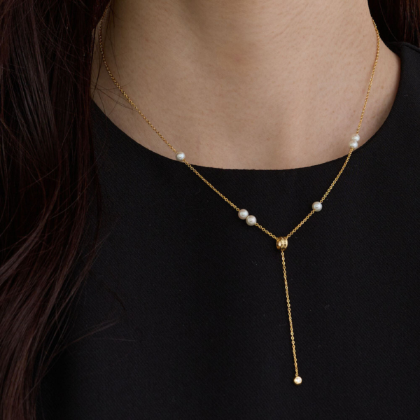 日本製-法式氣質-珍珠項鍊-K18鍍金