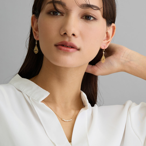 日本製-淡水珍珠-微笑項鍊 | K18鍍金-鎖骨鍊-短項鍊 (38cm) | 氣質一字鍊禮物