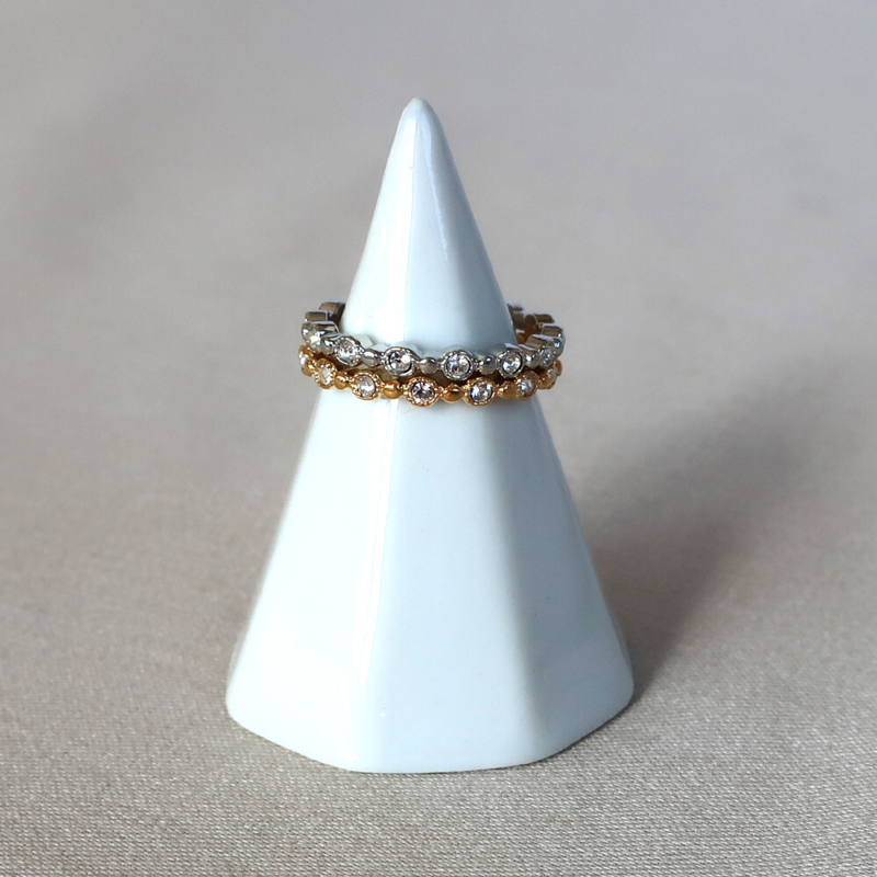 日本製 Preciosa寶仕奧莎水鑽戒指 | K18鍍金 幾何圖形線戒 (菱形) | 2mm細戒指