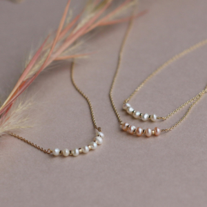 日本製-淡水珍珠-微笑項鍊 | K18鍍金-鎖骨鍊-短項鍊 (38cm) | 氣質一字鍊禮物