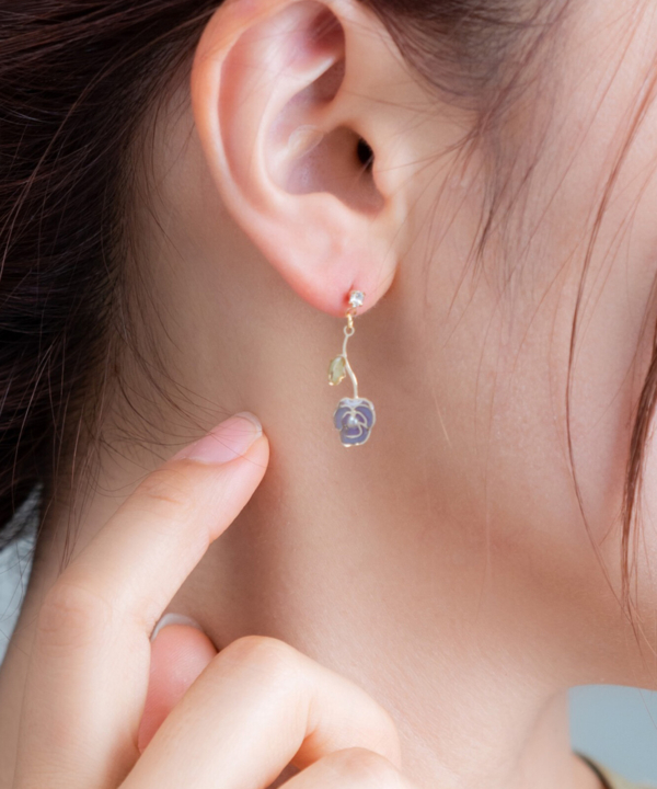 日本製-日系浪漫滴釉花朵耳環