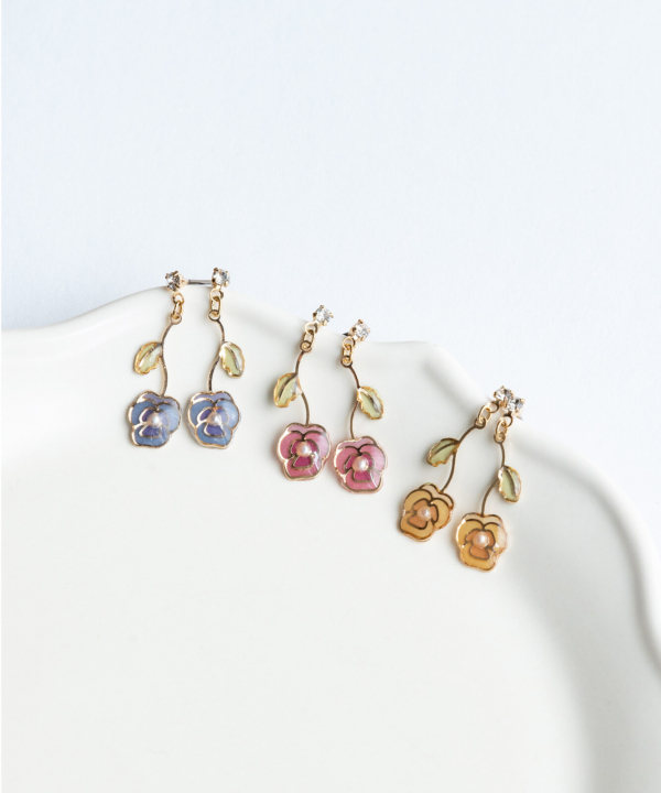 日本製-日系浪漫滴釉花朵耳環