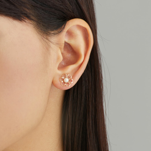 日本製-日系溫柔珍珠花朵耳環