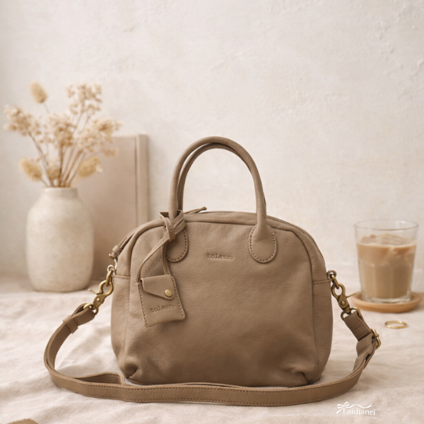 日本品牌toleur牛皮手提斜背兩用包 真皮波士頓包