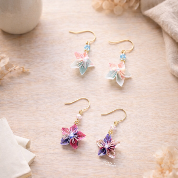 184 日本製-日系和風摺紙花朵耳環