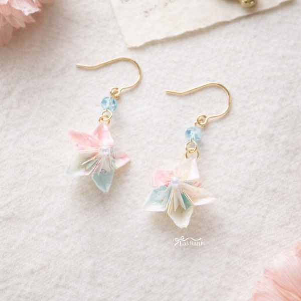 186 日本製-日系和風摺紙花朵耳環