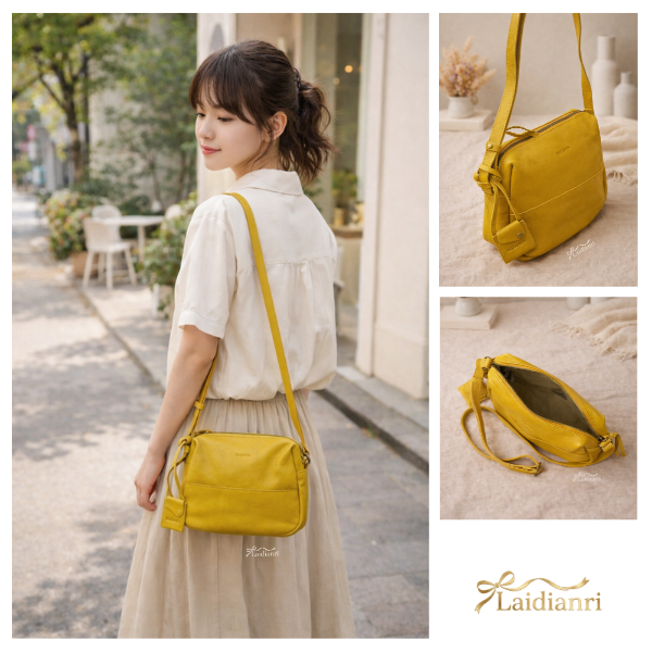 194 日牌toleur牛皮拉鍊斜背包