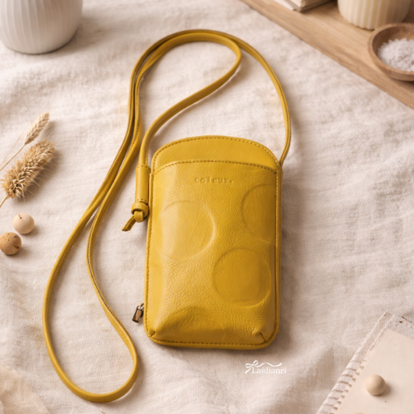 232 日本品牌 toleur真皮圓點手機包|純牛皮壓紋