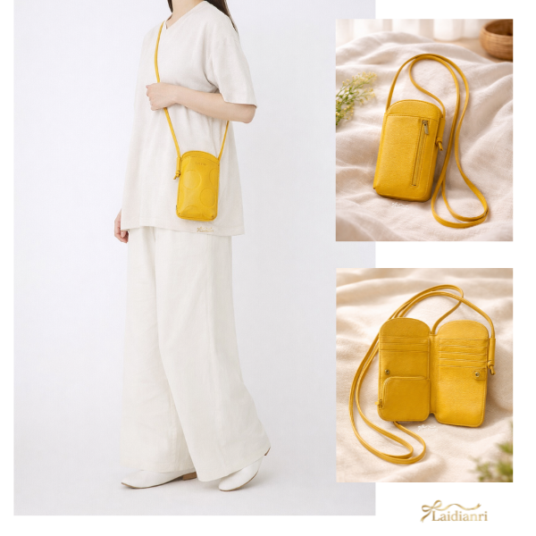 233 日本品牌 toleur真皮圓點手機包|純牛皮壓紋