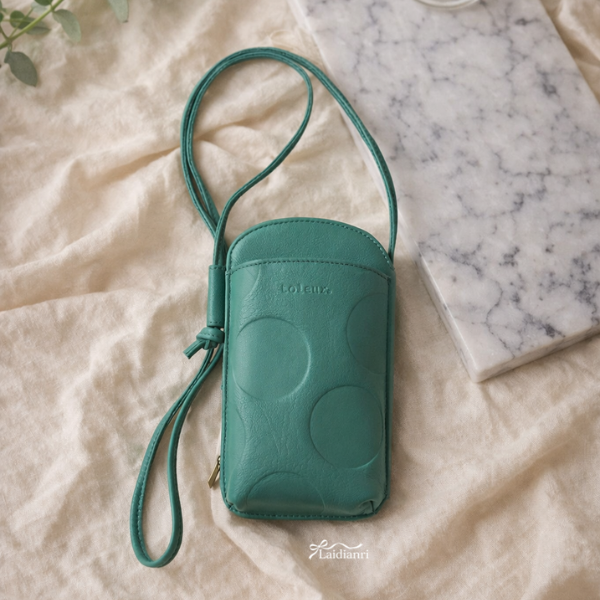 237 日本品牌 toleur真皮圓點手機包|純牛皮壓紋