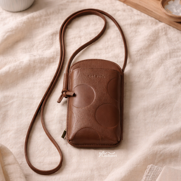 239 日本品牌 toleur真皮圓點手機包|純牛皮壓紋