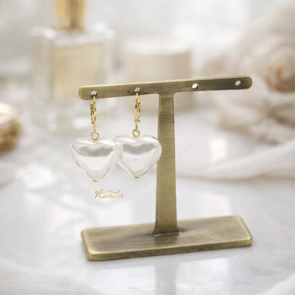 302 日本製|大顆心形珍珠耳環