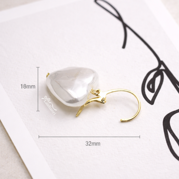 305 日本製|大顆心形珍珠耳環