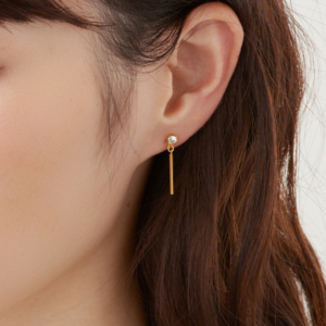 日本製-日系極簡單鑽長條垂墜耳環
