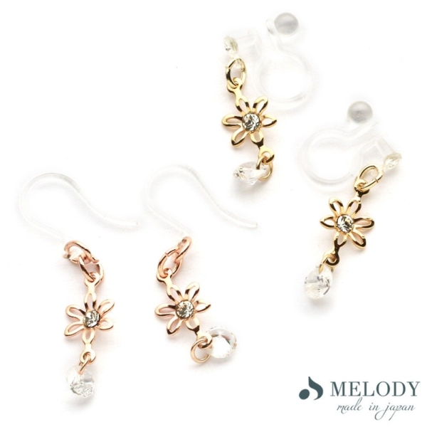 日本製-日系鏤空小花耳環 樹脂耳鉤