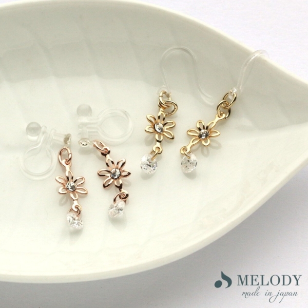 日本製-日系鏤空小花耳環 樹脂耳鉤